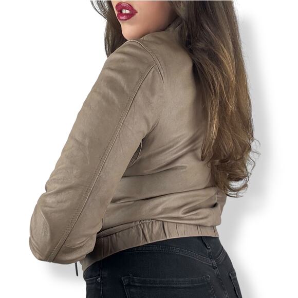 VINCE tan lamb leather jacket - Picture 6 of 16